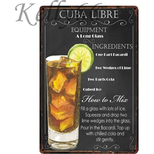 [ Kelly66 ] Cuba Libre Cocktail Metal Sign Tin Poster Home Decor Bar Wall Art Painting 20*30 CM Size y-1815