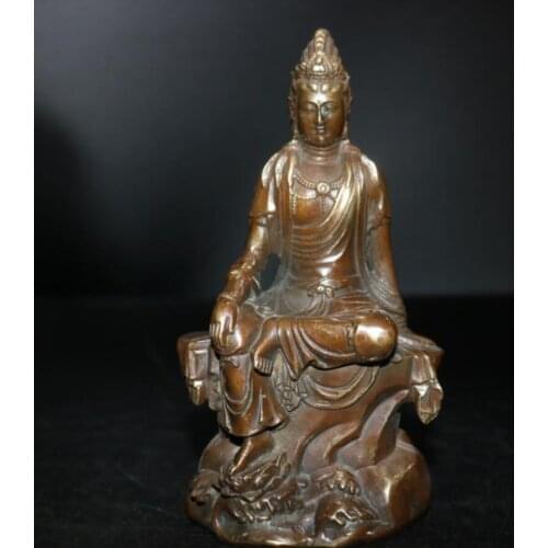 China archaize brass Goddess of mercy bodhisattva crafts statue