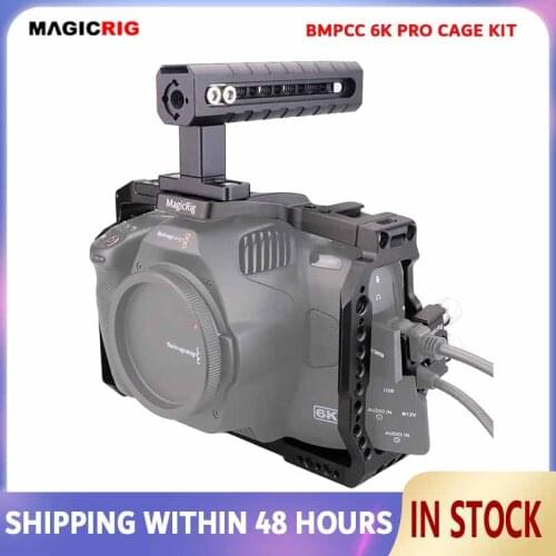MAGICRIG Camera Cage for Blackmagic Design Pocket Cinema Camera 6K Pro (BMPCC 6K Pro) With Adjustable Top Handle & Cable Clamp