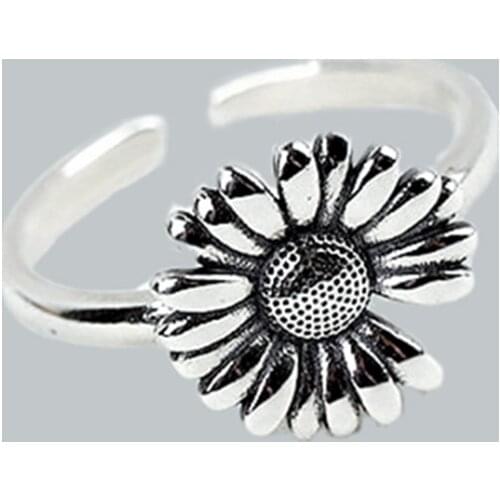 2020 New Arrival Plant Sun Flower Small Daisies Vintage Adjustable Rings S Cool Big Ethnic Girls Women Ring