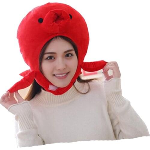 Red octopus hood hat plush toy hat stuffed toy cap
