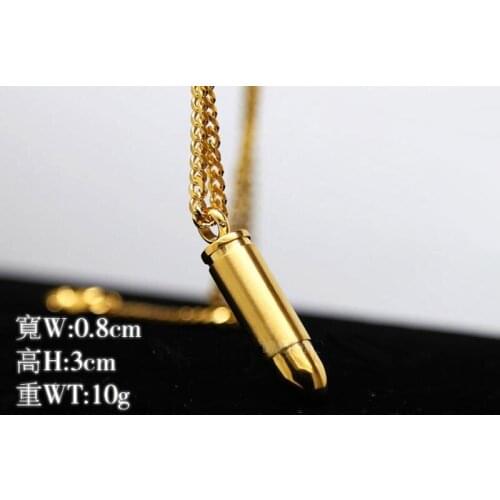 Bullet Couple pendant High Quality Fashion Hiphop Gold-color Plated 60cm long chain statement necklace men Unisex jewelry