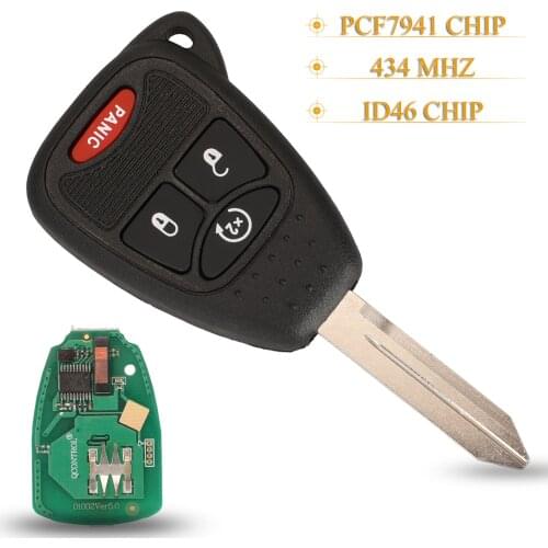 Kutery 3+1 Buttons Remote Car Key Fob 434Mhz ID46-PCF7941 Chip For Jeep Grand Cherokee Commander Wrangler Liberty
