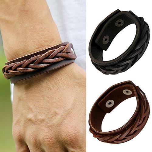 HOT SALES！！！New Arrival Women Men Classic Knitted Leather Bangle Wristband Cuff Bracelet Punk Jewelry Wholesale Dropshipping