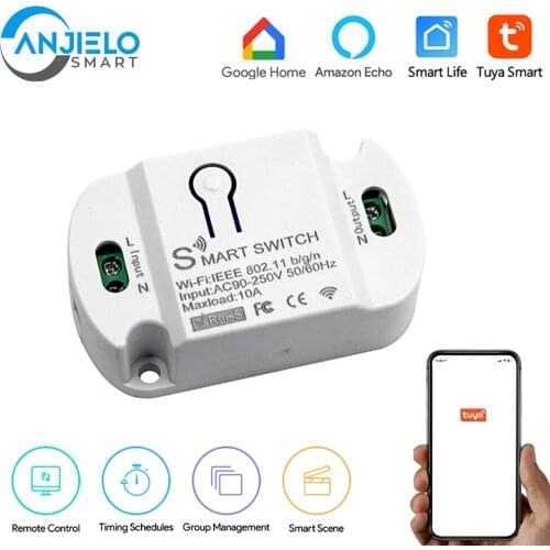 WiFi Mini Switch 10A Dimmer Wireless Remote Control by Tuya Smart APP Voice Control by Amazon Alexa Google Home IFTTT
