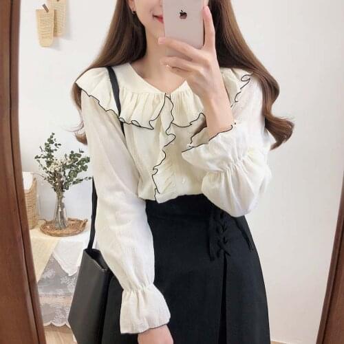 New Vintage solid brown Shirt female Oversize Tops Women Long sleeve Girls Blouse Plus Size Autumn Women Blouses femme Blusas