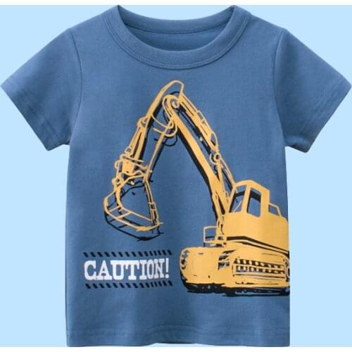 Boys Excavator Clothing Summer Childrens Clothing New Products Childrens Short-sleeved T-shirt