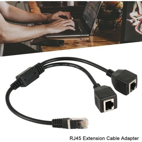 P82F Network RJ45 Male to 2 Female Splitter Adapter Connector Cable Ethernet Cord Wire