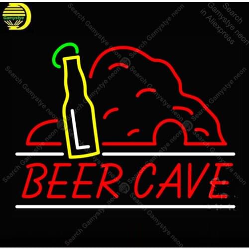 Beer Cave Bottle Neon Sign neon lamp GLASS Tube BEER BAR Store Display Handcraft vintage Iconic Sign personalized cool neon sign