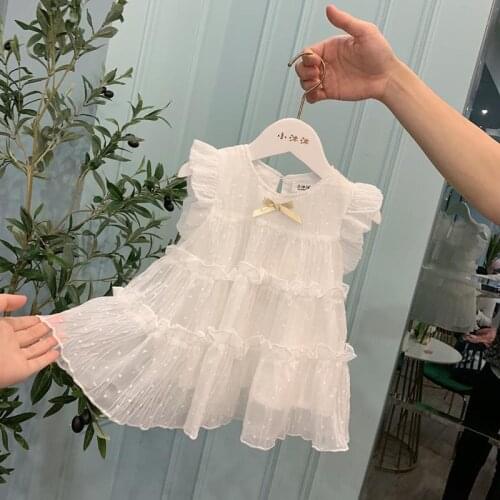 2021 Summer New Fashion Baby Girl Dresses Princess Clothing Cute Party Cotton Flower Children Short Sleeve Sweet Floral Dress