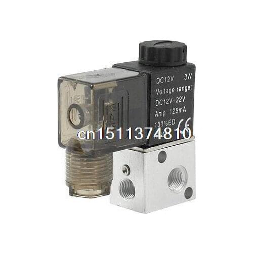 1/8"PT Two Position Three Way Pneumatic Electromagnetic Valve DC 12V 125mA 3W