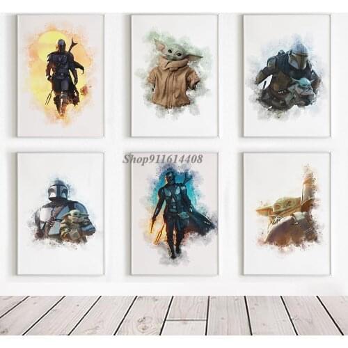 Disney Classic Movie Poster and Print Star Wars Canvas Paintings Wall Street Art Mandalorian Picture Kids Living Room Home Decor