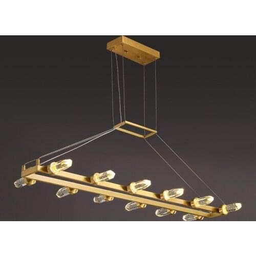 Postmodern Luxury Dining Room Chandelier Lighting Copper Decor LED Fixtures Bar Kichen Island Creative Crystal Home Hanging Lamp