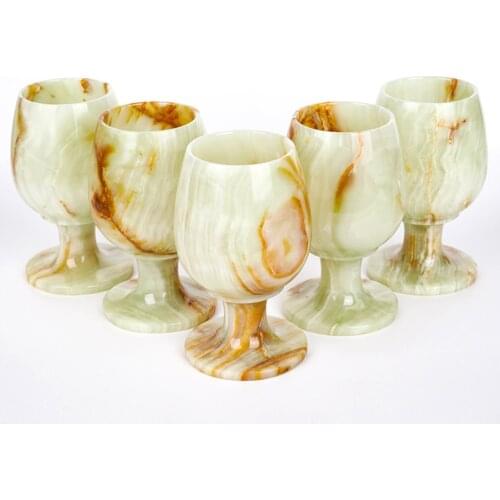 Hand Carved Natural Afghanistan Jade Goblet Quartz Wine Glass Healing Crystal Stone Crafts Wine Cup Home Decoration For Party