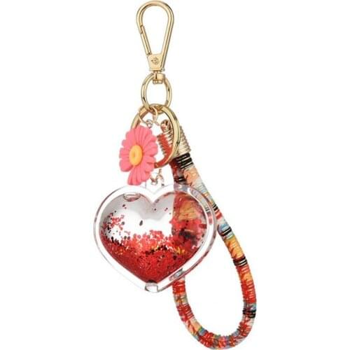 Heart Quicksand Diy Key Chains Acrylic Love Moving Liquid KeychainKeyring Porte Cles Llavero for Women Bag Charm Accessories