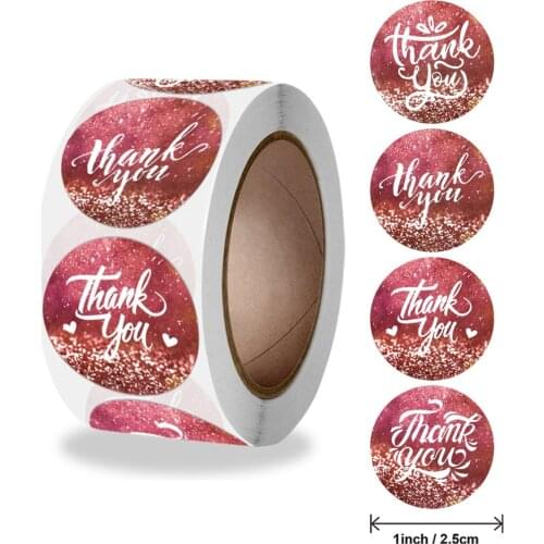 Thank You Stickers Seal Labels 50-500pcs 1inch Red Paper Decoration Sticker For Handmade Wedding Gift Labels Stationery