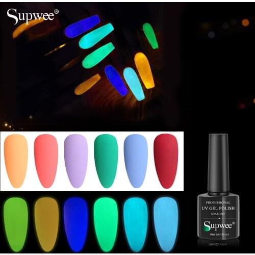 SUPWEE Luminous Mood Change Nail Gel Glow In Dark UV LED Semi Permanent Soak Off Gel Varnish Lighting In Night Nail Art Varnish