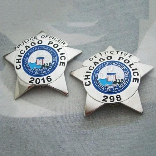 Souvenir Us United States Chicago CPD Detective Metal Clip Pin Insignia Badge Brooch