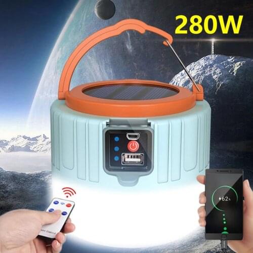 LED Camping Light USB Portable lighting Phone Charge Solar Camping Lantern Rechargeable Lamp Waterproof Outdoor Hiking Fishing