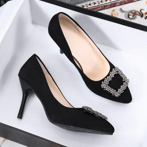 MGHY Pumps 34-41 size,468cm heel,Soft leather soft-soled ladies' pointy, thin-heeled and high-heeled office fashion shoes 052