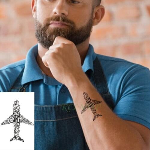 Waterproof Temporary Tattoo Sticker letter plane aircraft shape small tatto flash tatoo fake tattoos for kids men women