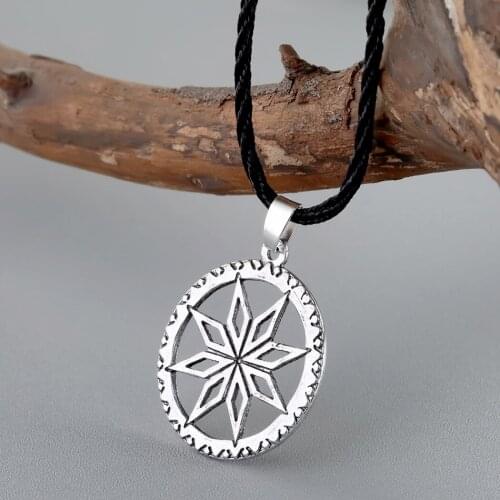 WANGAIYAO Slavic Necklace Sun Pendant Geometric Alloy Jewelry Fashion Couple Round Flower Trend Jewelry Jewelry Commemoration Da