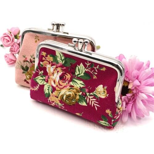 Retro Women Coin Purse Wallet Lady Vintage Flower Small Wallet Hasp Purse Kawaii Bag Clutch Bag Bright Colored Bags