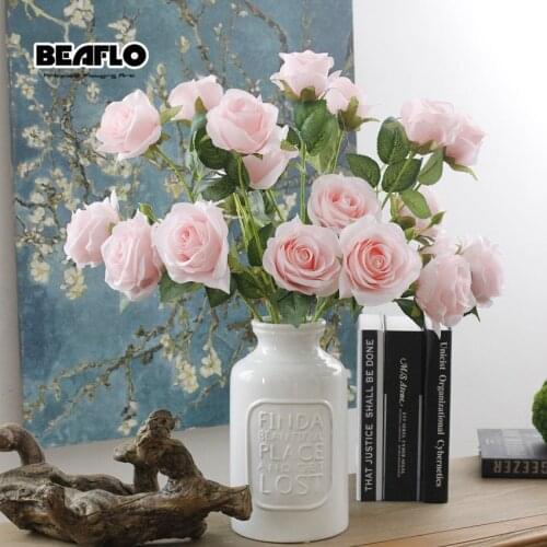 1 Bunch Rose Artificial Flower silk Floral Bouquet Fake Arrange Table Wedding Decoration Flowers Decor Party accessory Flores