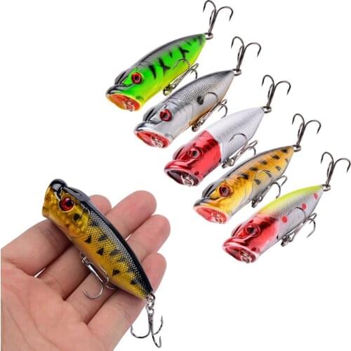 1pcs Popper Fishing Lure artificial Fishing Hard Bait Crankbait Wobblers high carbon steel hook Fishing Accessories Lures