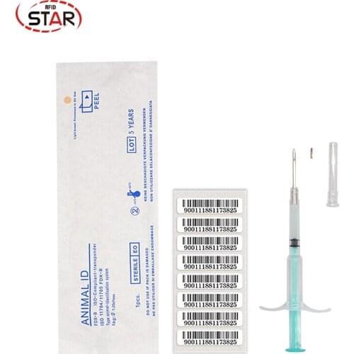 10pcs) 1.25*7mm 134.2KHz FDX-B pet animal microchip Syringe horse dog microchip pet chip animal chip syringe for dogs cats fish