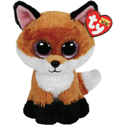 15CM Ty Beanie Glitter Big Purple Eyes Black Foot Fox Cute Soft Slick Animal Doll Toy Birthday Christmas Gift For Boys Girls
