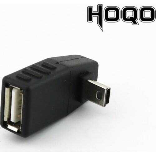 1x Mini USB 5Pin B Male to USB 2.0 Type A Female OTG Host Adapter Left/Right/UP/Down Angle Black