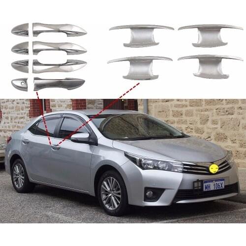 4pcs DOOR BOWL COVER ABS Chrome Car 8pcs DOOR HANDLE COVER for Toyota E170 Corolla ALTIS North America 2014-2017