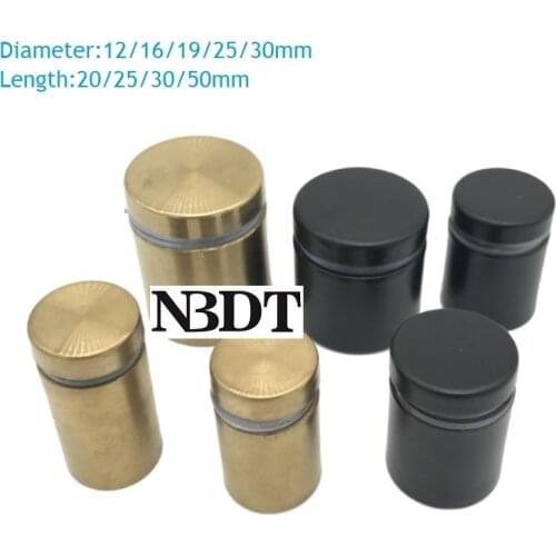 8Pcs/Lot Matte Black Brushed Gold Stainless Steel Barrel Acrylic Glass Advertising Display Sign Standoff Stand off Spacer