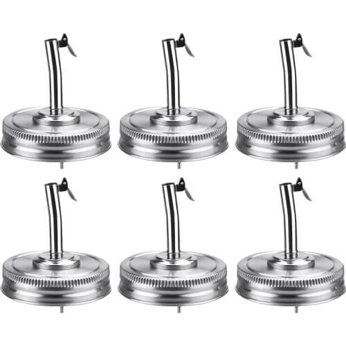 Promotion! 6 PCS Mason Jar Pour Spout Lids Oil Infusion Lids 70mm Regular Mouth Bottle Cap Cover Oil Pour Spout Dispenser with C