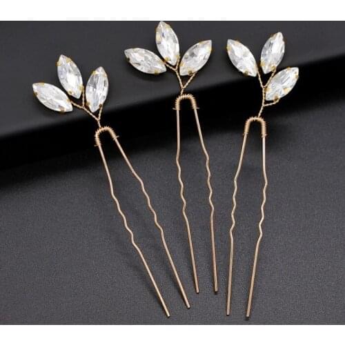 3PCS/set wedding headpiece Bridal Hair Jewelry Crystal Rhinestone Leaf Hair Pins Clips Hairband Hair Accessories Jewelry