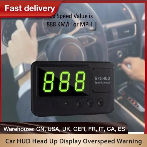 Car Hud Head Up Display GPS Speedometer Hud Display KM/h MPH Car HUD Head Up Display Speed Meter Overspeed Warning