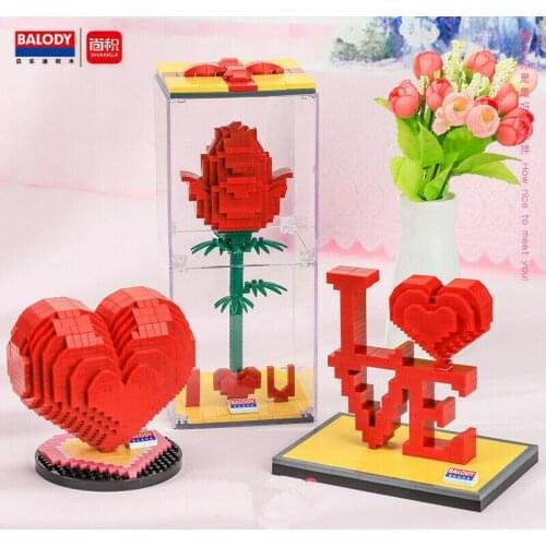 BALODY mini Blocks Adult Building Toys Grils Toys Womens Puzzle Lover Gift Rose 18148 18149 18150