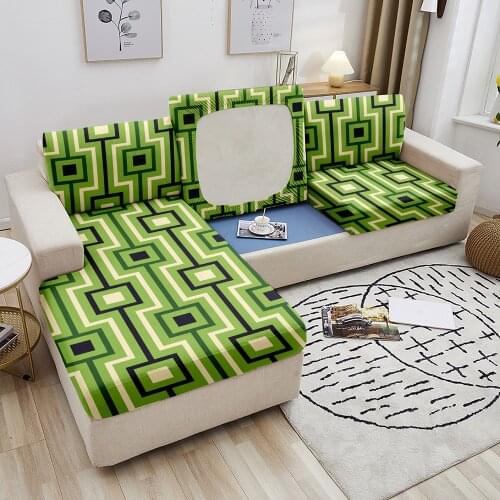 Geometric Sofa Seat Cushion Cover Elastic Nordic Style Furniture Protector Polyester Stretch Washable Removable Slipcover