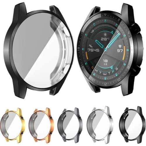 Full Cover Case Compatible with Huawei GT 2 46mm Smartwatch Soft Plated TPU Screen Protector Scratch Resistant All-Around Case