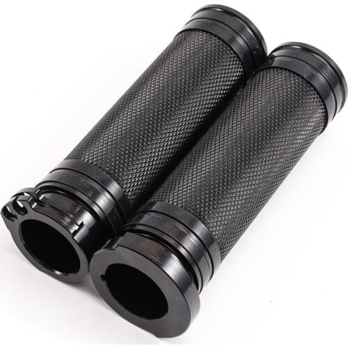 Black/Silver 1" Motorcycle Handle Bar Hand Grips for Harley Touring Honda Yamaha Suzuki Kawasaki