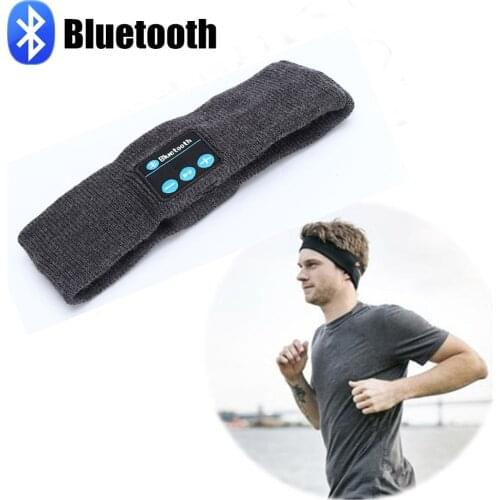 Elastic knitted Headband Bluetooth Headset Wireless Headphone with Microphone for Smart Phone for Outdoor Sports