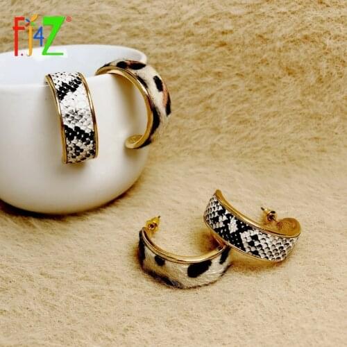 F.J4Z 2020 Trend Earrings for Women Vintage Africa Hoop Earrings PU Leather Band Statement Earring Lady Jewelry Dropship