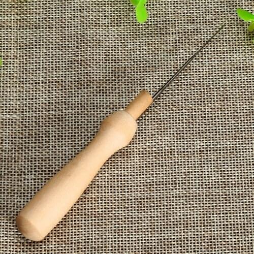 1Pc Wooden Handle Metal Needle, Felting Handle Holder with 1 Free Needle Wool Felting Tool Crafts Embroidery Cross-stitch Sewing