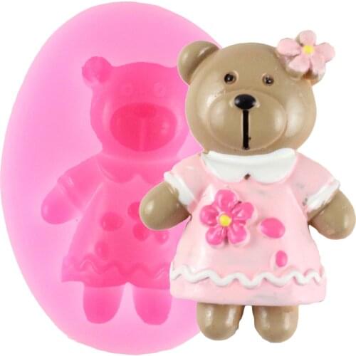 Bear Silicone Mold Cupcake Topper Fondant Molds Baby Birthday Cake Decorating Tools Chocolate Gumpaste Mould Candy Moulds