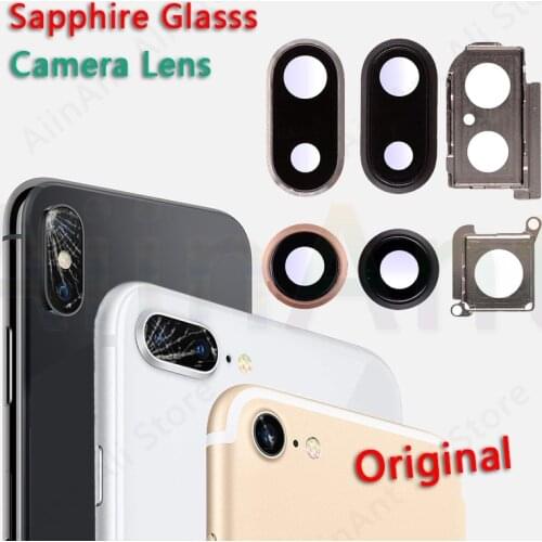 Original Sapphire Crystal Back Rear Camera Glass Ring For iPhone 7 8 Plus Camera Lens Ring Cover Repair Parts