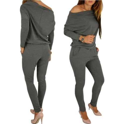 Spring Fashion Elegant Boysuits Summer Women Jumpsuit Off Shoulder Casual Long Sleeve Jumpsuits High Quality Ladies Boysuit