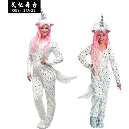 Halloween Purim Costume Animal Unicorn Pony Bodysuit Adult Child Cosplay Fantasia Party Suit Jumpsuit Play Costume