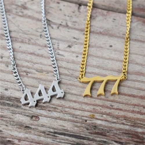 Cuban Chain 111 222 333 444 555 777 888 999 666 Angel Number Necklaces Devil Necklace Stainless Steel Pendant Punk Jewelry Men
