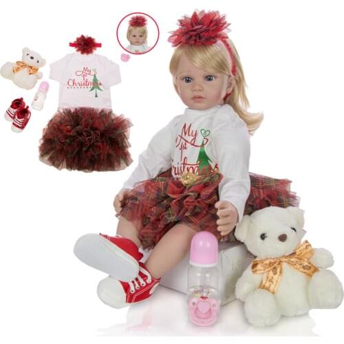 Fashion Reborn toddler girl princess Doll 60 CM Cartoon bebe Reborn Boneca Dolls Silicone Vinyl wear princess doll gift toys